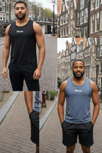 Movra Tank Top - 2 Pack / Black &amp; Light Blue-Grey