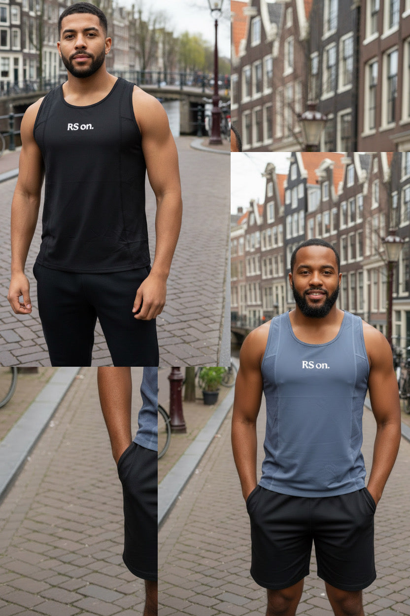 Movra Tanktop - 2 Pack | Black & Pigeon Blue